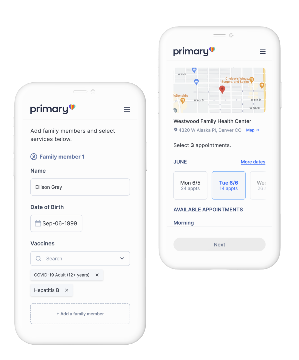 Appointment registration on phone mockup