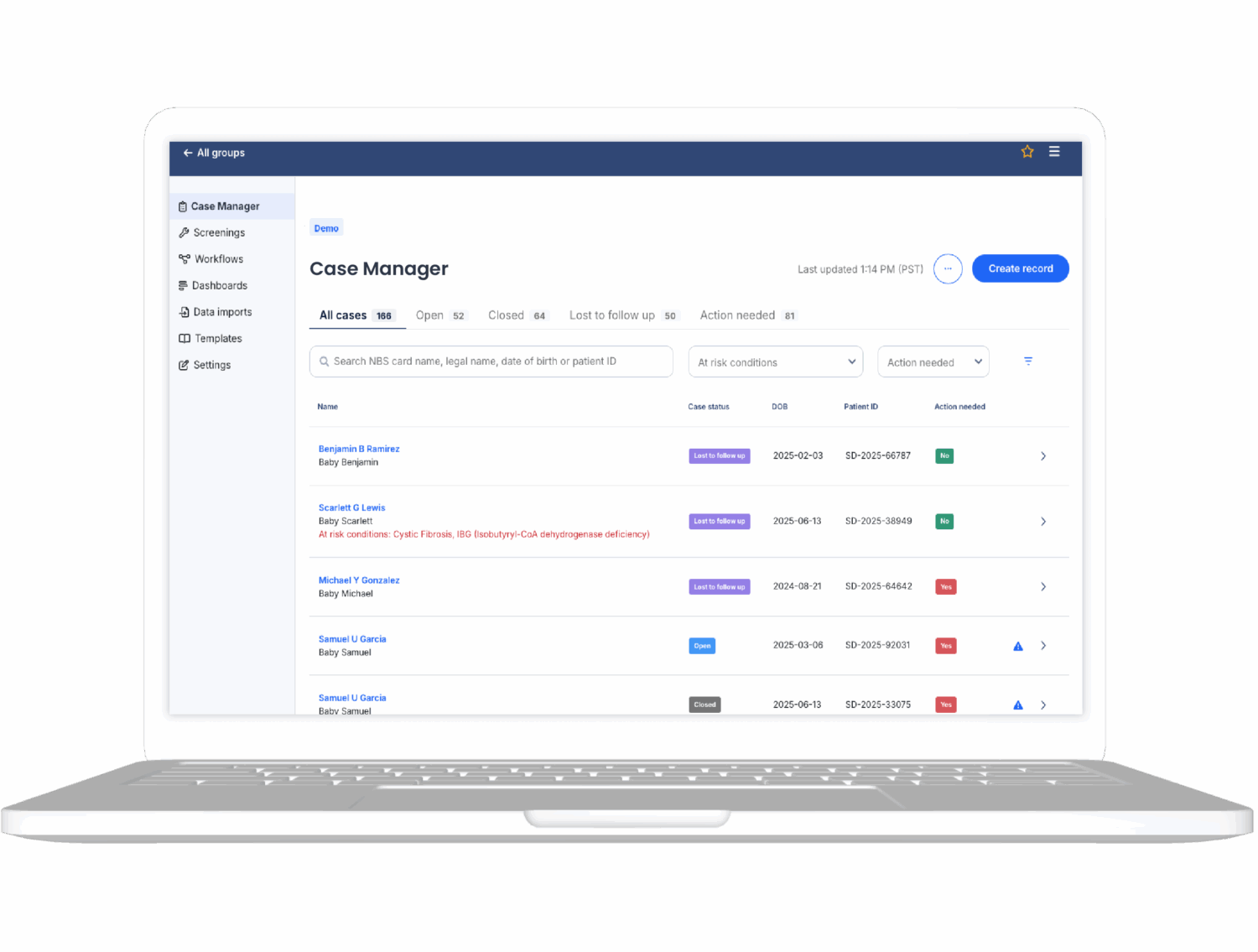 Newborn Screening Case Management platform